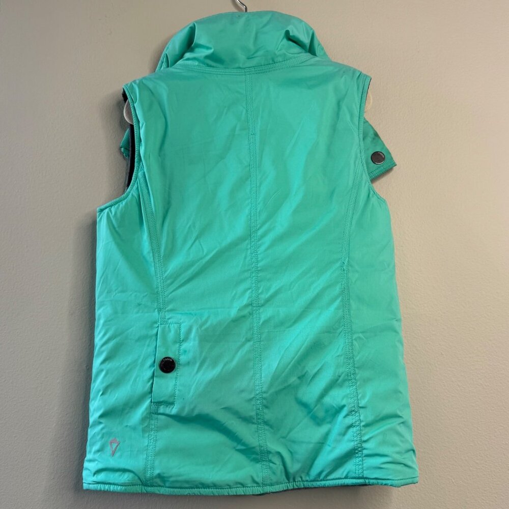 IVIVVA Lululemon Reversible Quilted Vest Girls 6 Teal Gray Snap Pockets - Picture 2 of 12